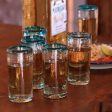 Aquamarine Hand Blown Mexican Tequila Shot Glasses Clear Set of 6 For Discount