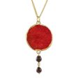 Autumn Red Rose Garnet and Gold Plated Natural Rose Petal Pendant Necklace Online now