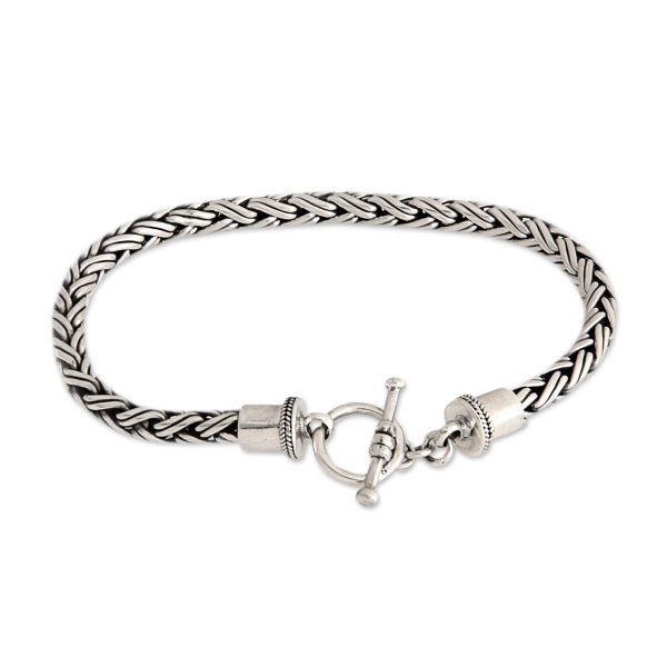 Balinese Python Men s Sterling Silver Chain Bracelet from Indonesia Supply