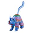 Blue Cat Greeting Mexican Alebrije Cat Sculpture For Cheap