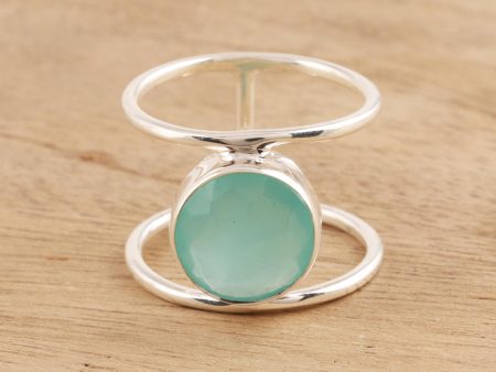 Aqua Bliss 4.5-Carat Chalcedony Single-Stone Ring from India Hot on Sale