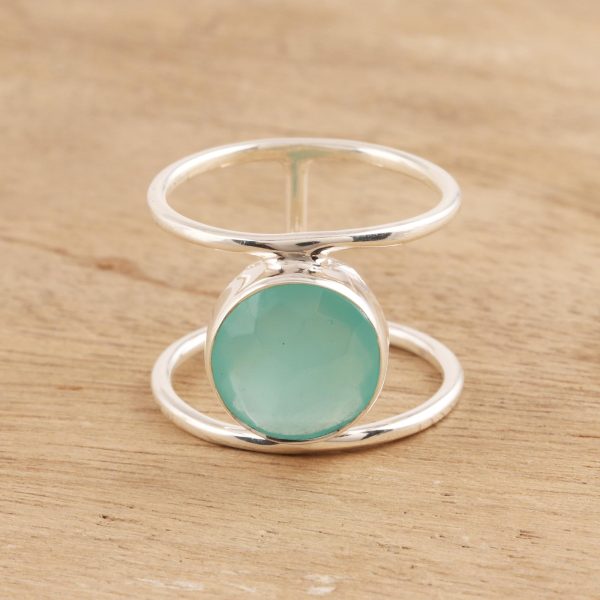 Aqua Bliss 4.5-Carat Chalcedony Single-Stone Ring from India Hot on Sale