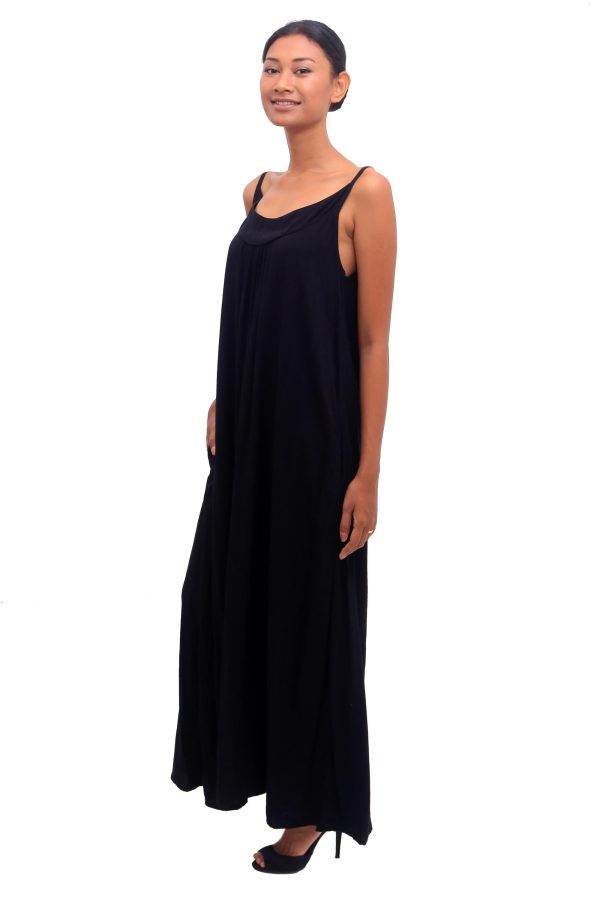 Black Intrigue Rayon Maxi Sundress from Bali Supply