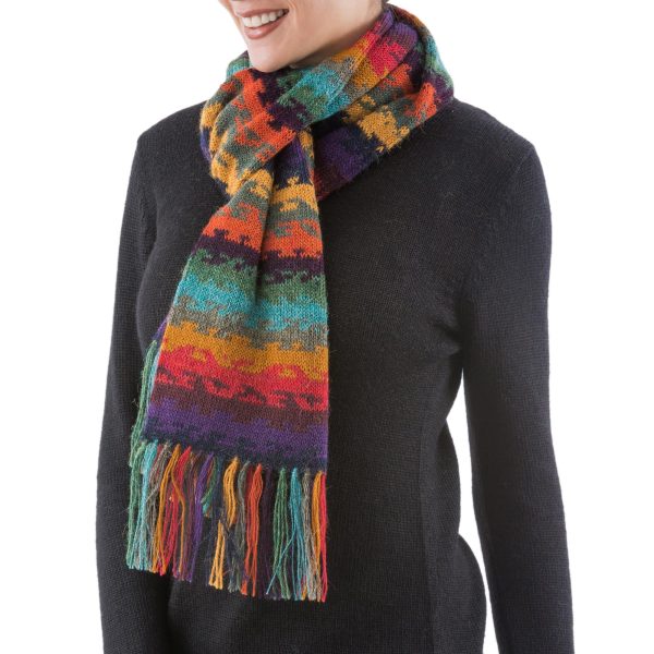 Andean Twilight Alpaca Wool Striped Scarf from Peru Online now