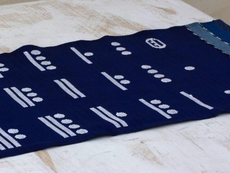 Blue Maya Math Blue Cotton Handwoven Table Runner with Maya Numbers Cheap