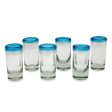 Aquamarine Hand Blown Mexican Tequila Shot Glasses Clear Set of 6 For Discount