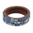 Blue Saga Blue Bone and Mango Wood Bangle Bracelets (Set of 3) For Discount