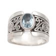 Blue Karma Artisan Crafted Sterling Silver Wide Ring with Blue Topaz Fashion