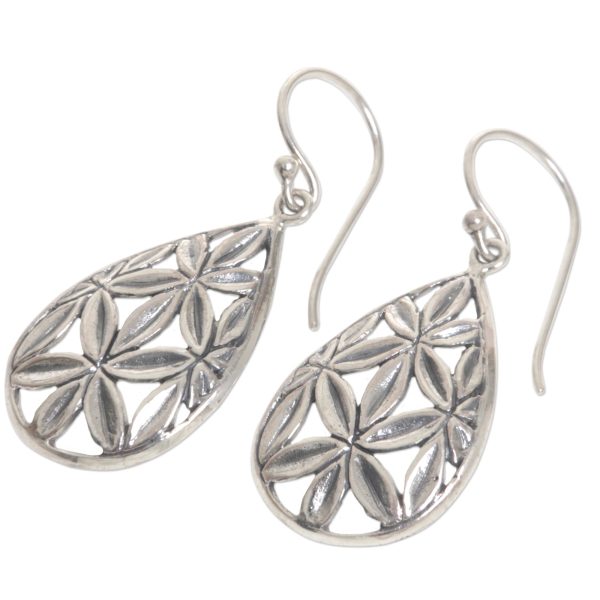 Bamboo Canopy Hand Made Sterling Silver Dangle Earrings Leaf Indonesia Online Hot Sale