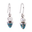 Blue And Golden Pendulums Pendulum-Shaped Taxco Dangle Earrings from Mexico Supply