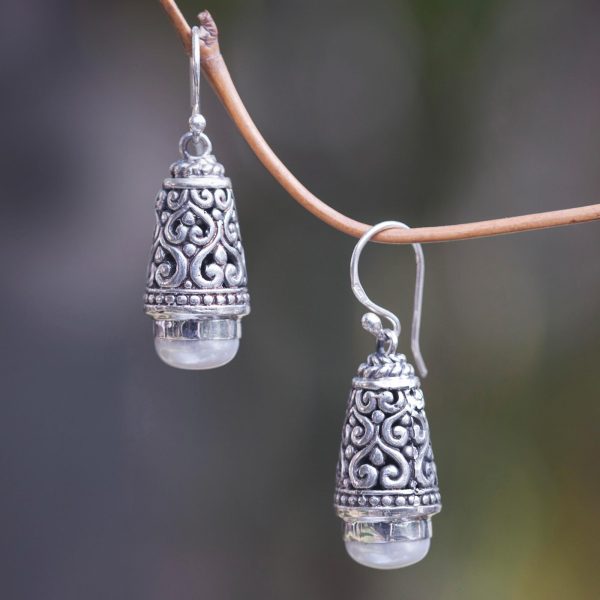 Bells of Bali Balinese Cultured Pearl Earrings in Sterling Silver Online Sale