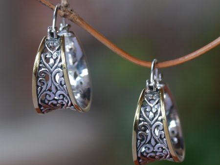 Between Sunlight Gold Accented Sterling Silver Hoop Earrings from Bali Online