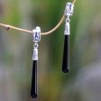 Black Wand Artisan Crafted Onyx and Sterling Silver Dangle Earrings For Cheap