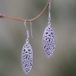 Asmat Shield Sterling Silver Oval Shape Dangle Earrings from Indonesia Cheap