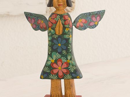 Angel of Harmony Artisan Crafted Antique-Style Angel Sculpture in Pinewood on Sale