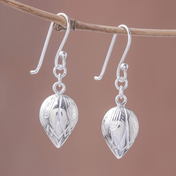 Adorable Lotus Lotus Bud Sterling Silver Dangle Earrings from Thailand Cheap