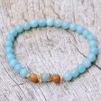 Batuan Tune Gold Accented Amazonite Beaded Stretch Bracelet from Bali Online