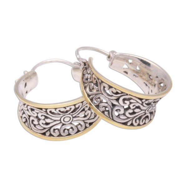 Between Sunlight Gold Accented Sterling Silver Hoop Earrings from Bali Online