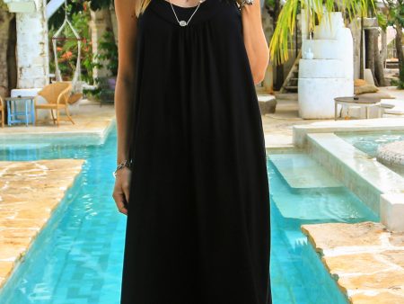 Black Intrigue Rayon Maxi Sundress from Bali Supply