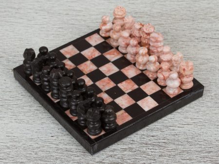 Black and Pink Challenge Marble Chess Set in Black and Pink from Mexico For Cheap