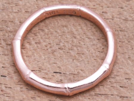 Bamboo Regeneration Bamboo Motif Silver Band Ring Bathed in 18k Rose Gold Online now