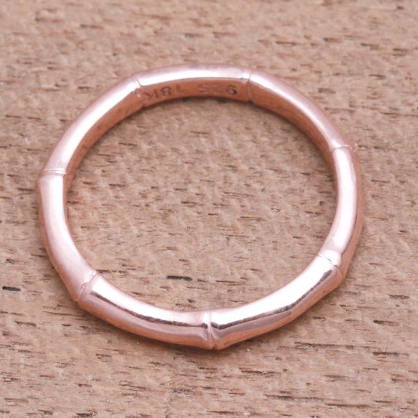 Bamboo Regeneration Bamboo Motif Silver Band Ring Bathed in 18k Rose Gold Online now