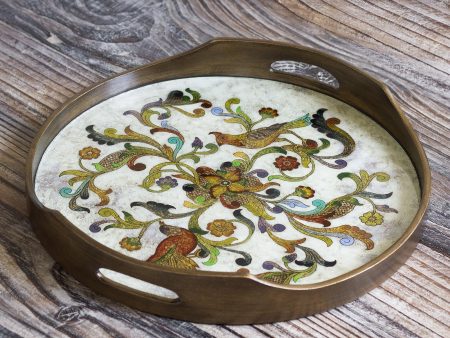 Birds of Dawn Hand Painted Glass Tray from Peru Cheap