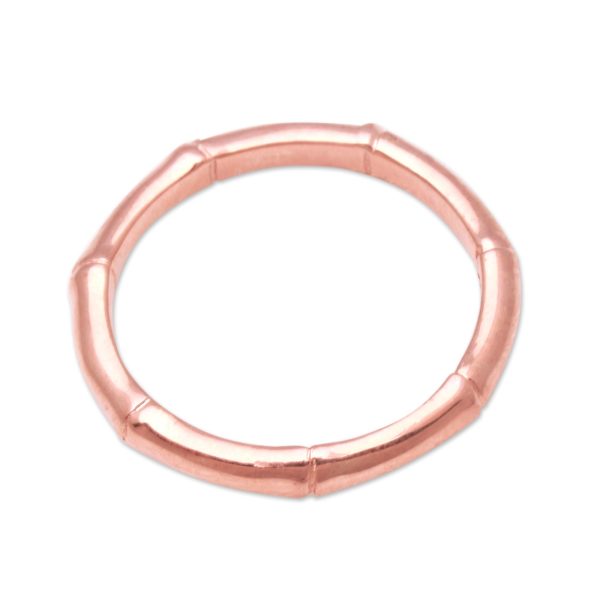 Bamboo Regeneration Bamboo Motif Silver Band Ring Bathed in 18k Rose Gold Online now