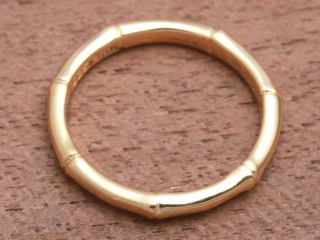 Bamboo Regeneration Bamboo Motif Silver Band Ring Bathed in 18k Gold Supply