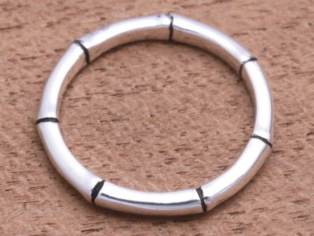 Bamboo Regeneration  Handcrafted Bamboo Motif Sterling Silver Band Ring Online now